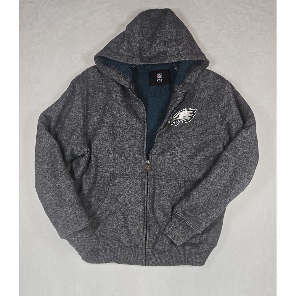 NFL Pro Line Philadelphia Eagles Sherpa Lined Full Zip Hoodie Gray Mens Small